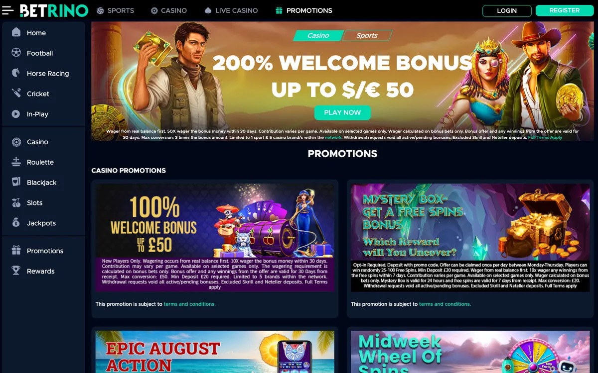Betrino Casino — Promotions, captured from Spain