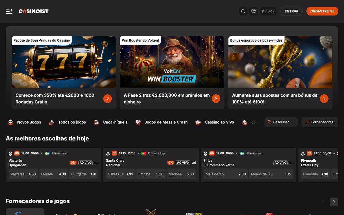 Casinoist Casino — «Главная», снято из страны Бразилия