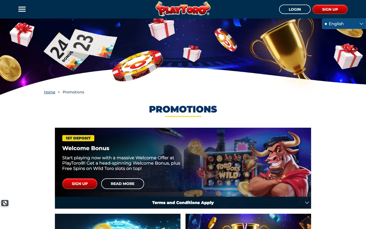 PlayToro Casino — Promotions, captured from Finland