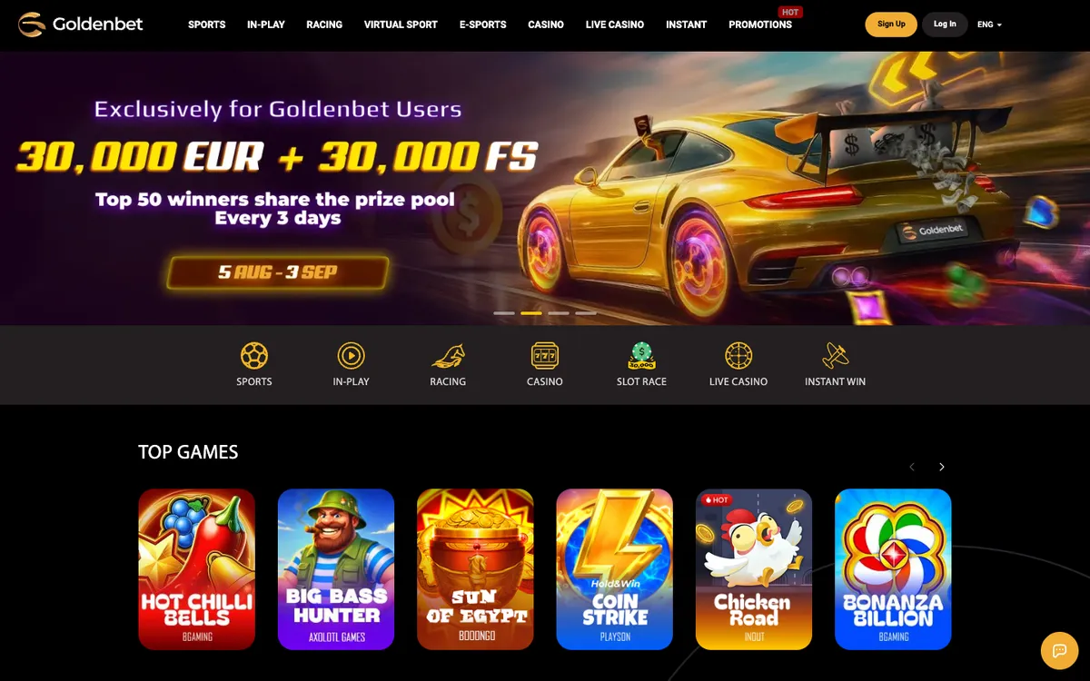 Goldenbet Casino — Home page, captured from Brazil