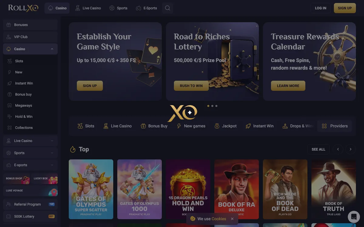 RollXO Casino — «Регистрация», снято из страны Япония