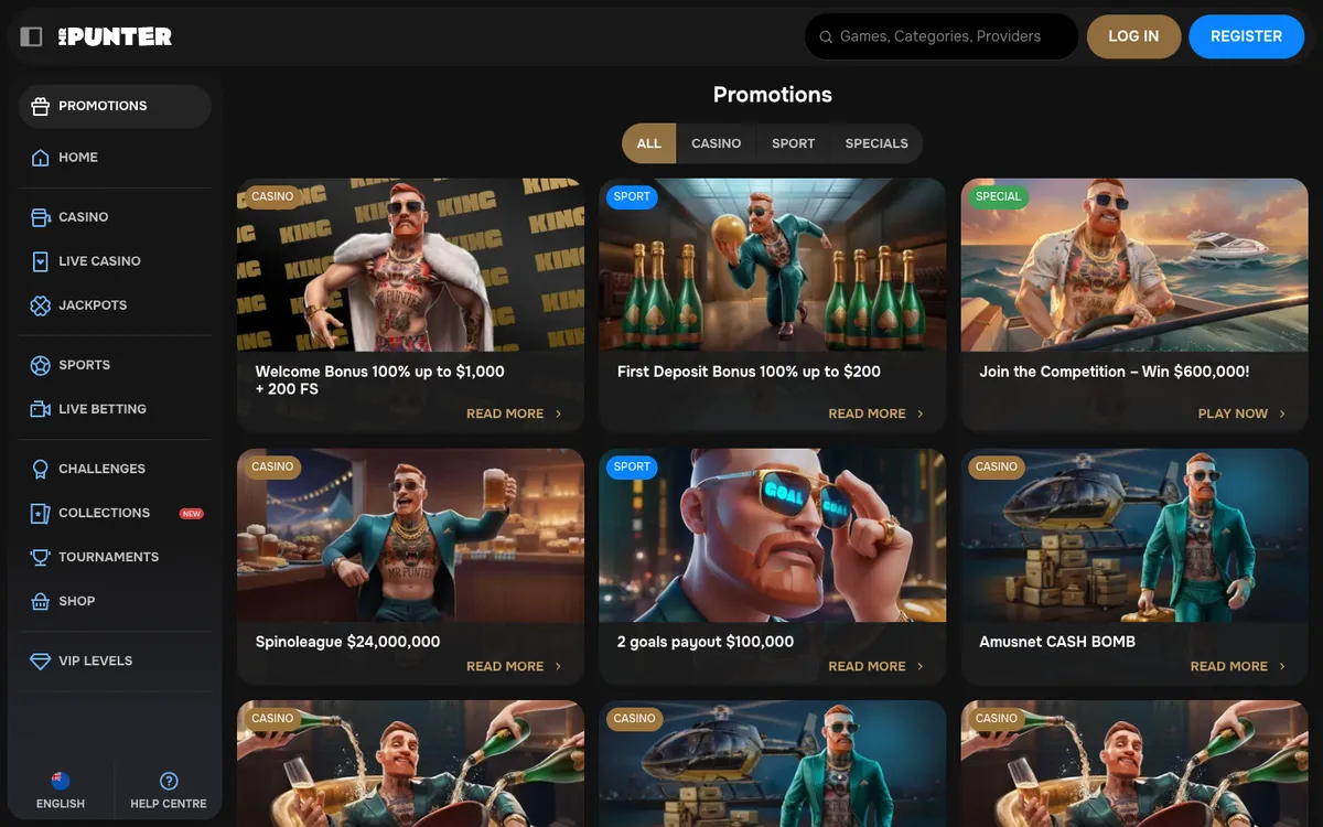 MrPunter Casino — Promotions, captured from New Zealand