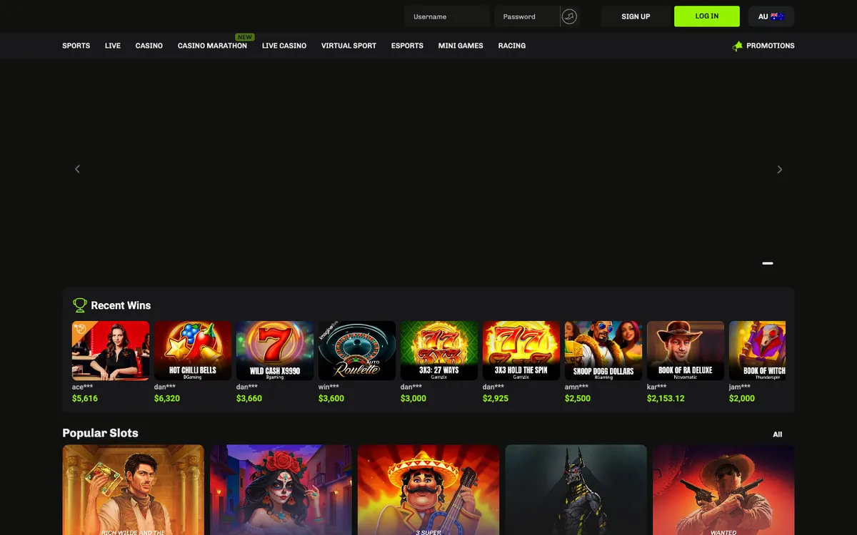 Velobet Casino — Home page, captured from Australia