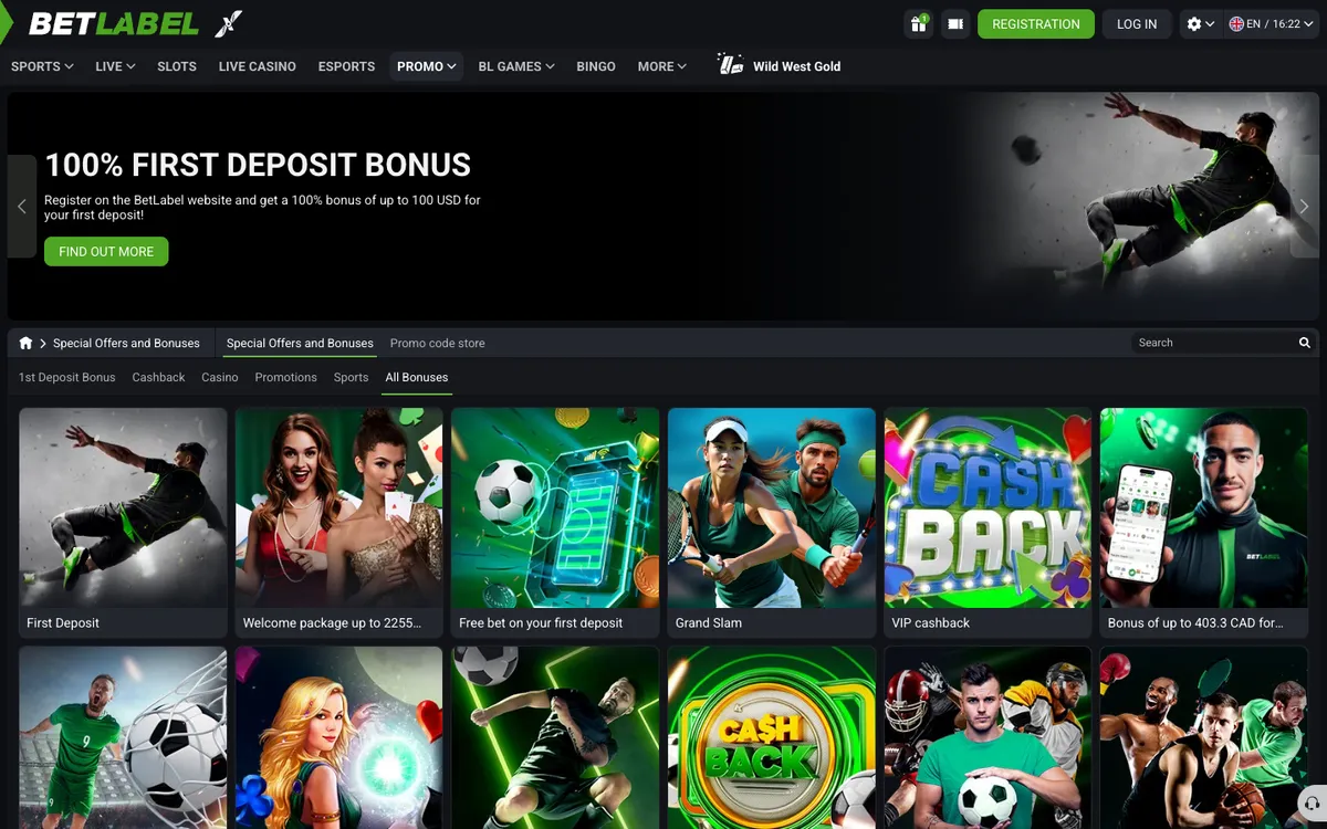 BetLabel Casino — Promotions, captured from Canada