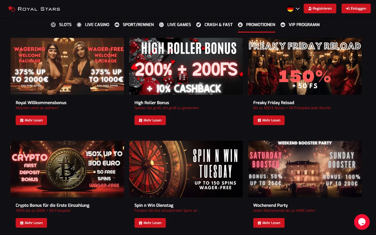 Royal Stars Casino — Promotions, captured from Austria