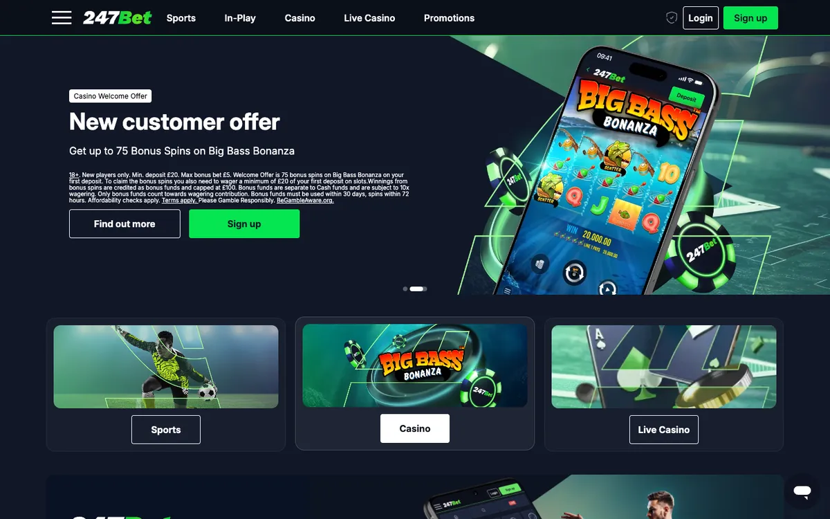 247Bet Casino — Home page, captured from United Kingdom