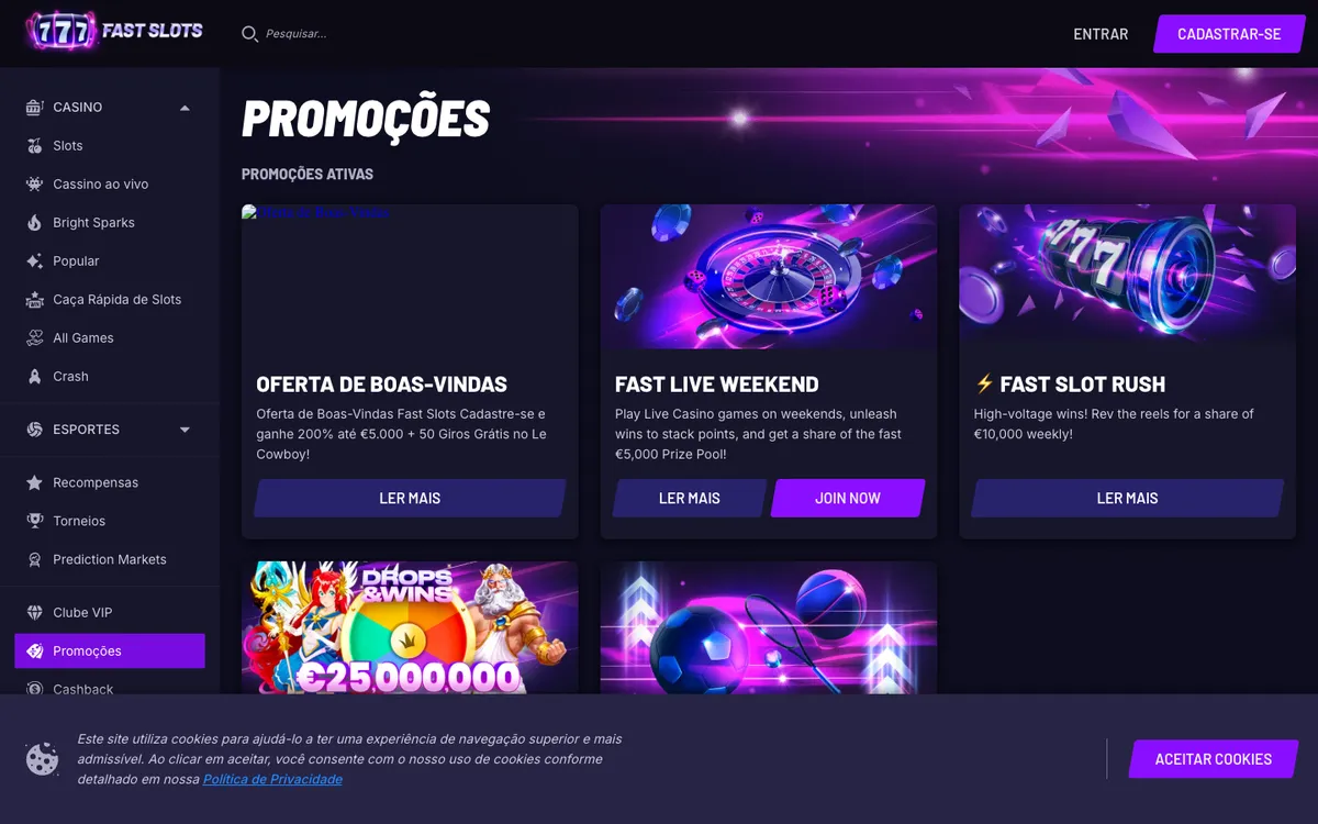 Fast Slots Casino — Promotions, captured from Brazil