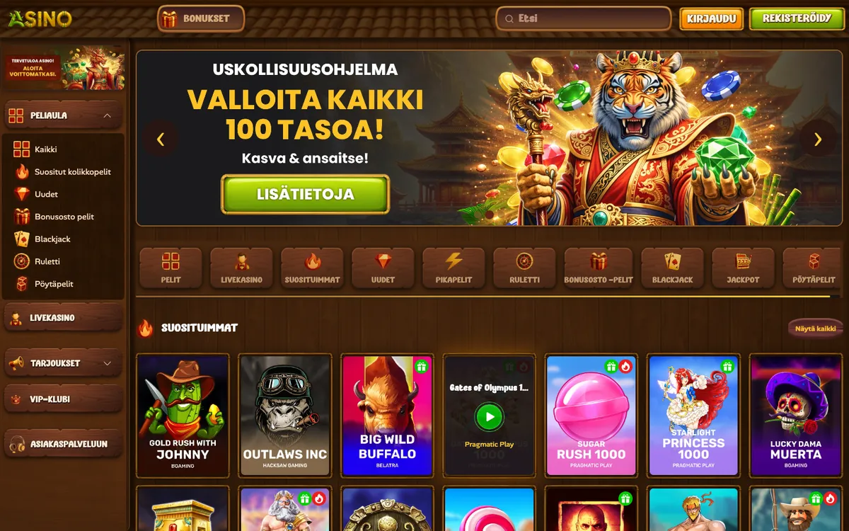 Asino Casino — Home page, captured from Finland