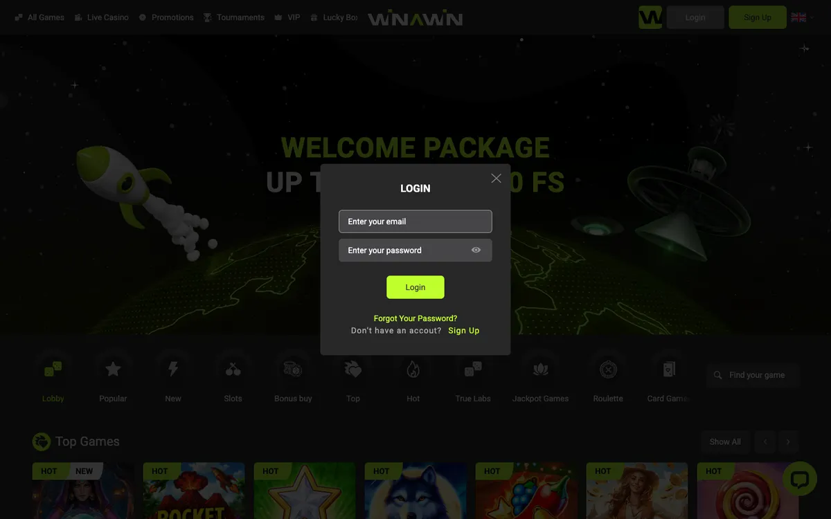 Winawin Casino — «Регистрация», снято из страны Франция