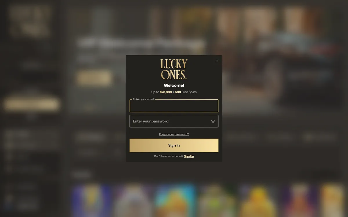 Lucky Ones Casino — Sign-up, captured from Australia