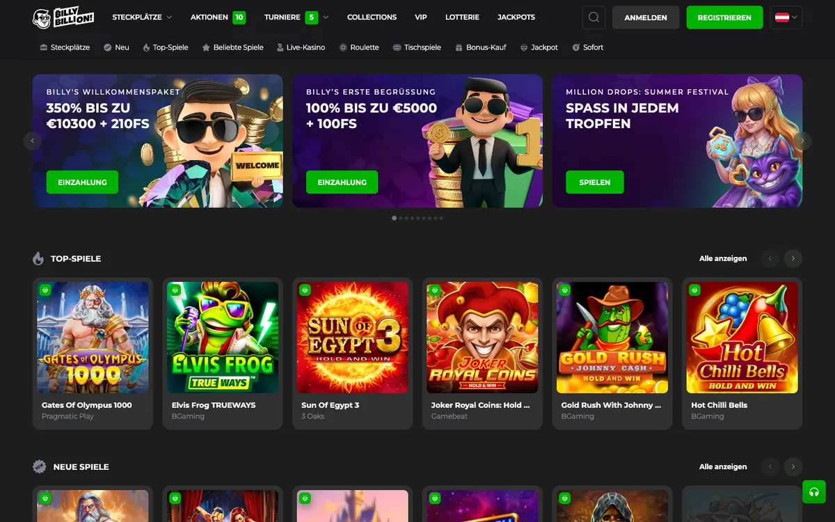 Billy Billion Casino — «Главная», снято из страны Австрия