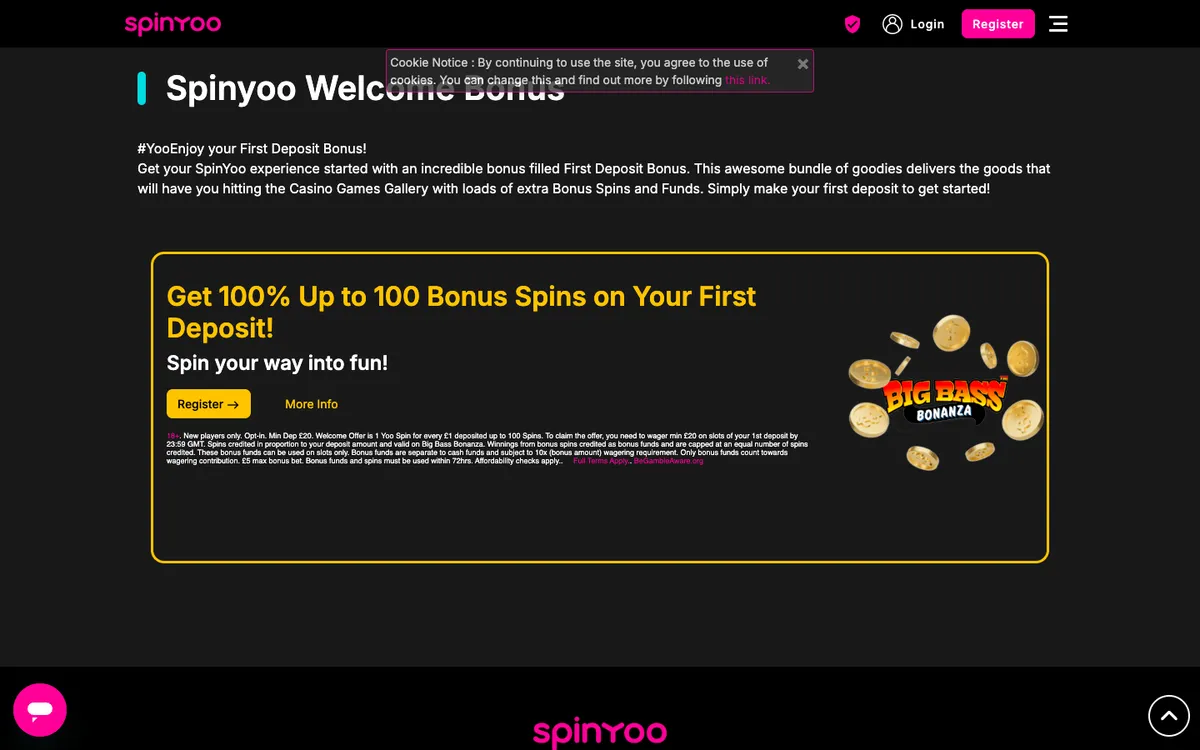 SpinYoo Casino — Promotions, captured from United Kingdom