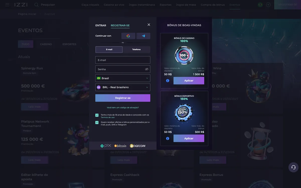 Izzi Casino — Promotions, captured from Brazil