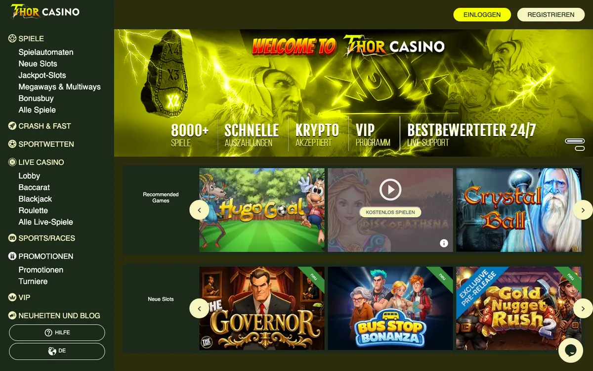 Thorcasino — Home page, captured from Austria