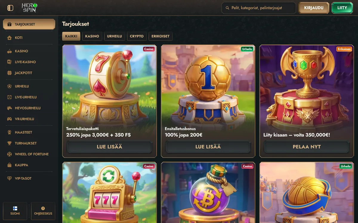 HeroSpin Casino — Promotions, captured from Finland