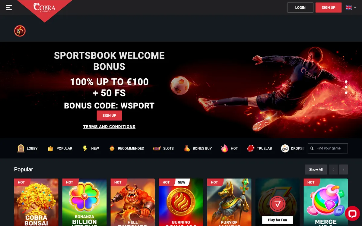 Cobra Casino — «Главная», снято из страны Норвегия