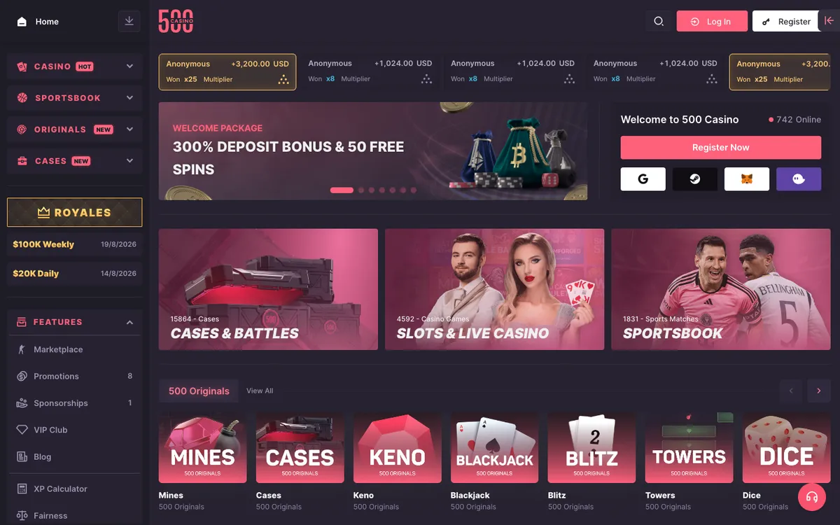 500 Casino — «Главная», снято из страны Нигерия