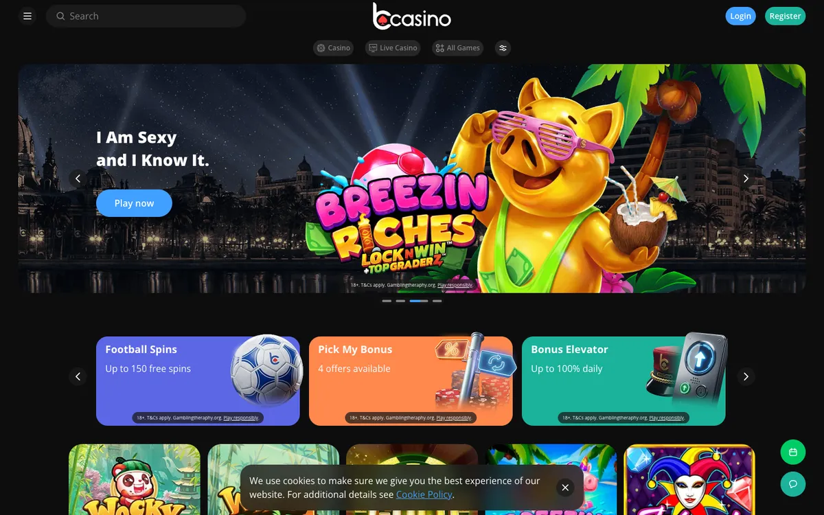 bCasino — Home page, captured from Portugal