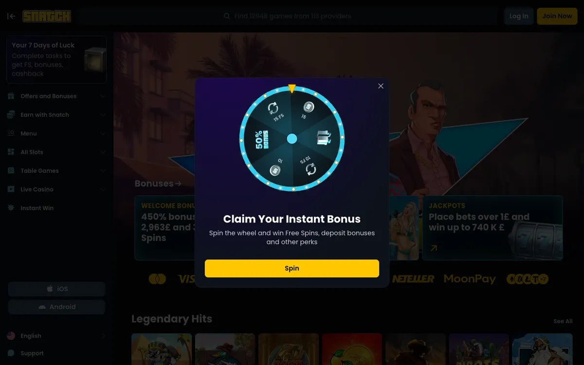 Snatch Casino — «Главная», снято из страны Великобритания