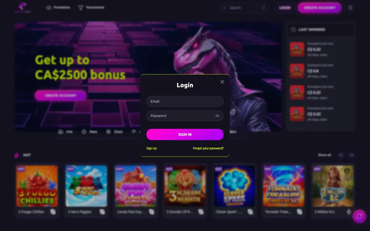CasinoRex — Sign-up, captured from Canada