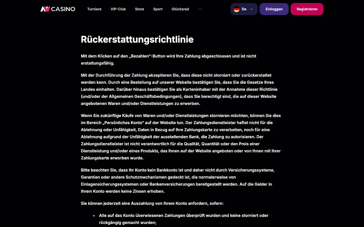 NV Casino — Payments, captured from Austria