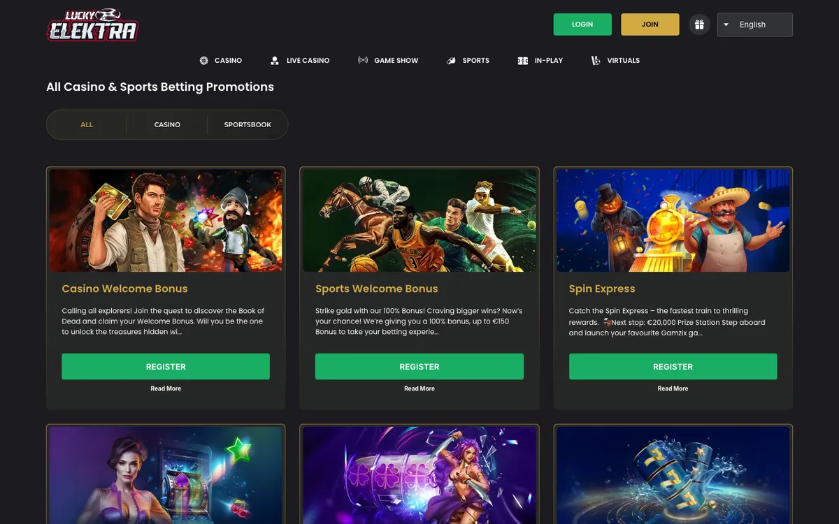 LuckyElektra Casino — Promotions, captured from France