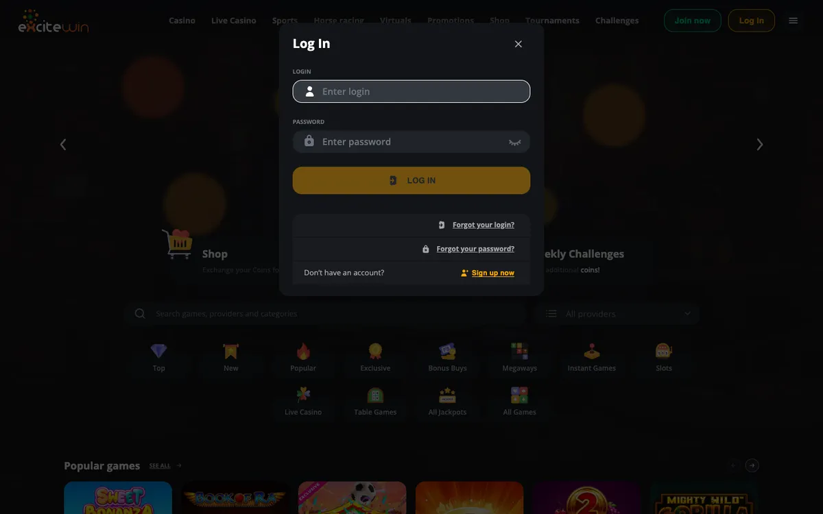 Excitewin Casino — Sign-up, captured from New Zealand