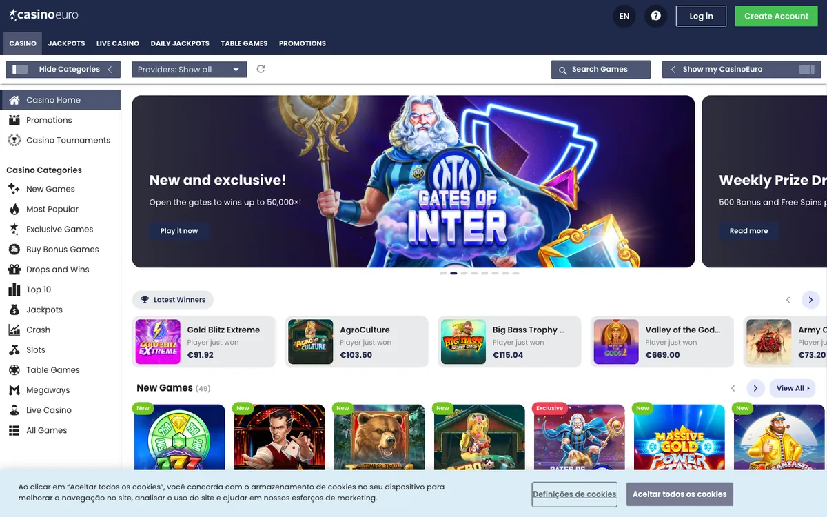 CasinoEuro — Home page, captured from Brazil