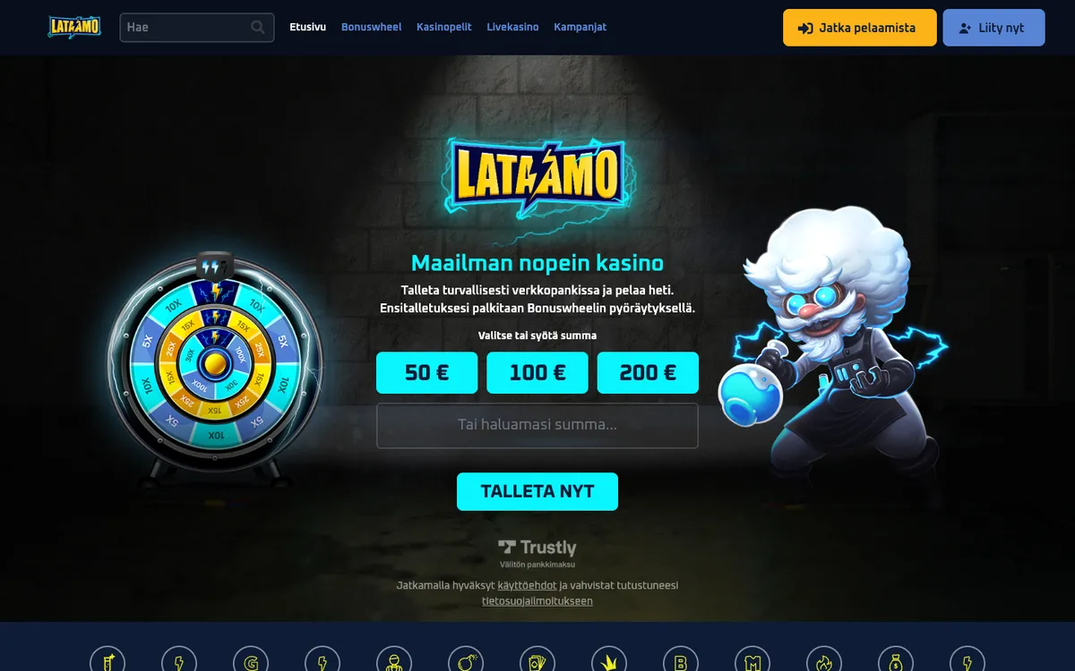 Lataamo Casino — Home page, captured from Austria