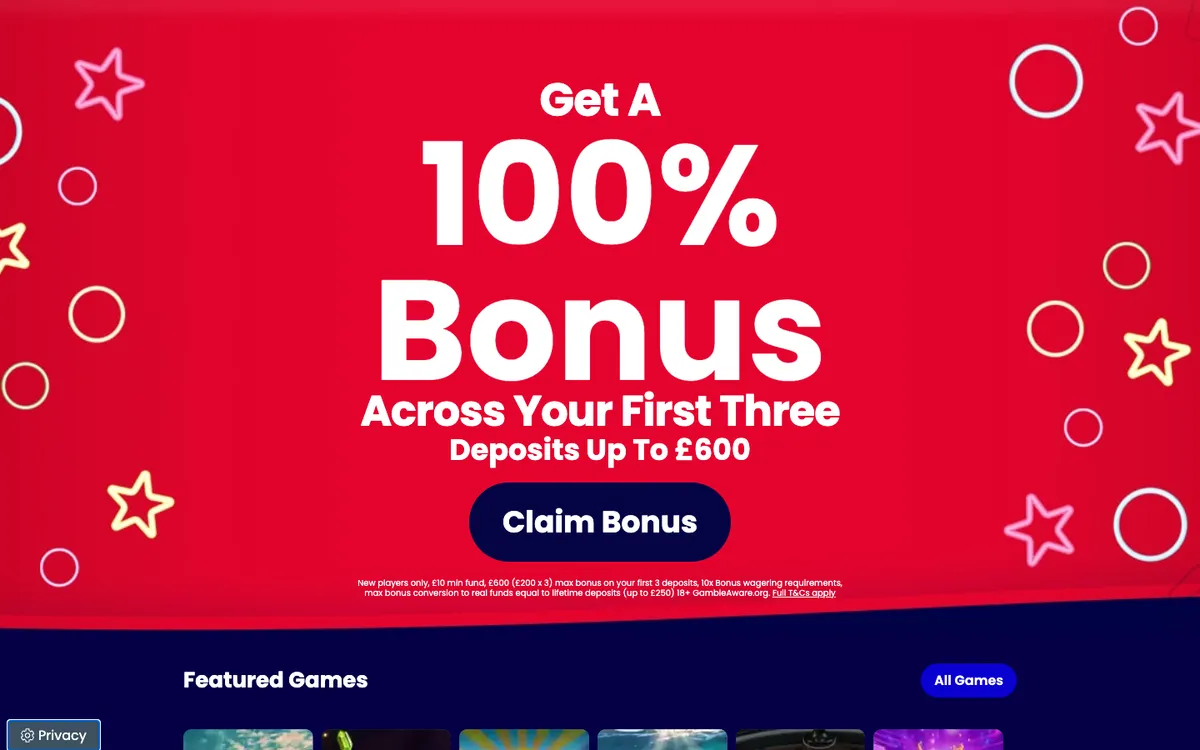 Star Wins Casino — Home page, captured from United Kingdom