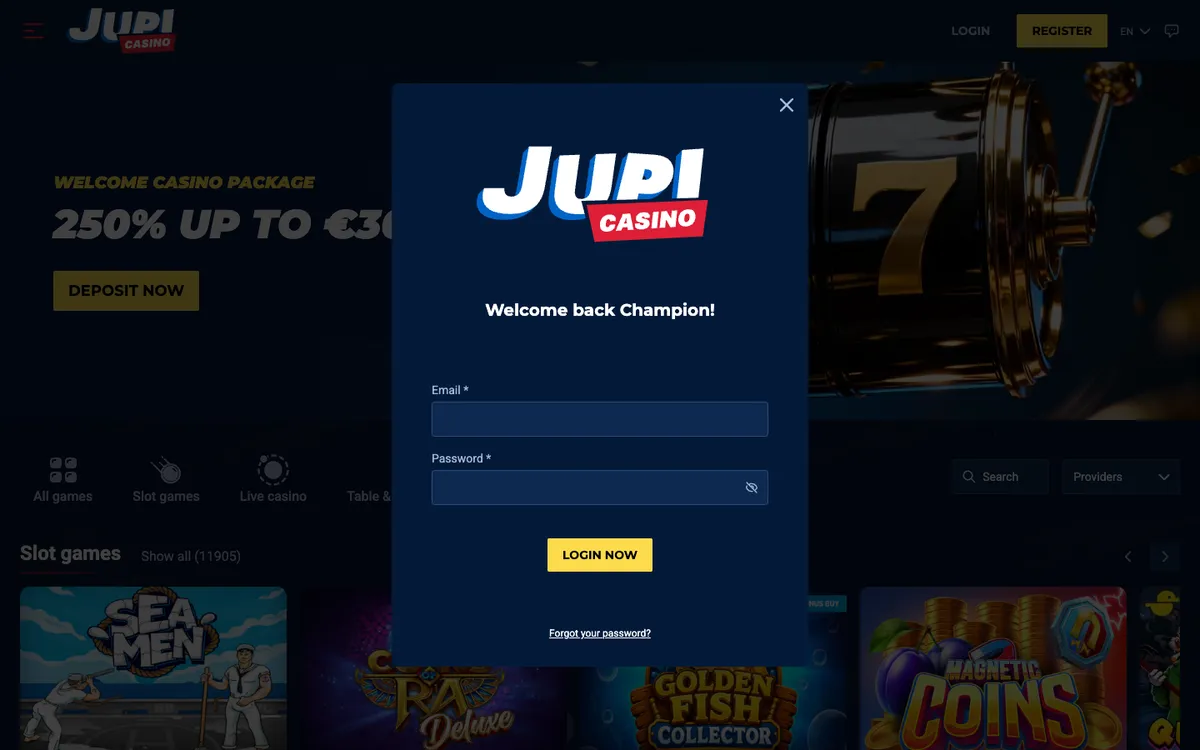 Jupi Casino — Sign-up, captured from Germany