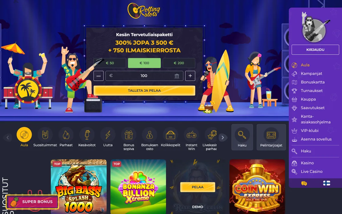 Rolling Slots Casino — «Главная», снято из страны Финляндия