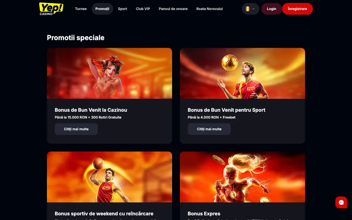Yep Casino — Promotions, captured from Romania