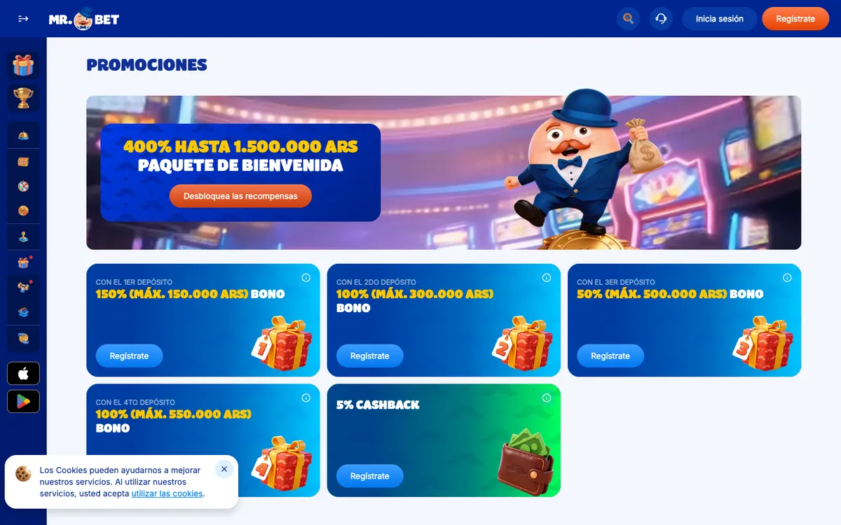 Mr.Bet Casino — Promotions, captured from Argentina