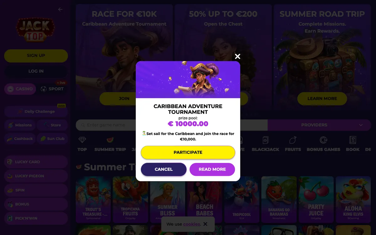 Jacktop Casino — «Регистрация», снято из страны Новая Зеландия