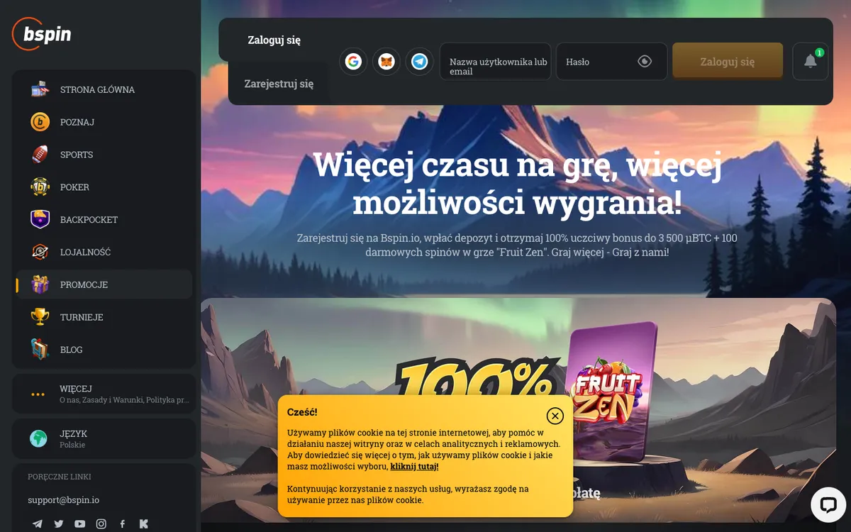 Bspin.io Casino — «Акции», снято из страны Польша