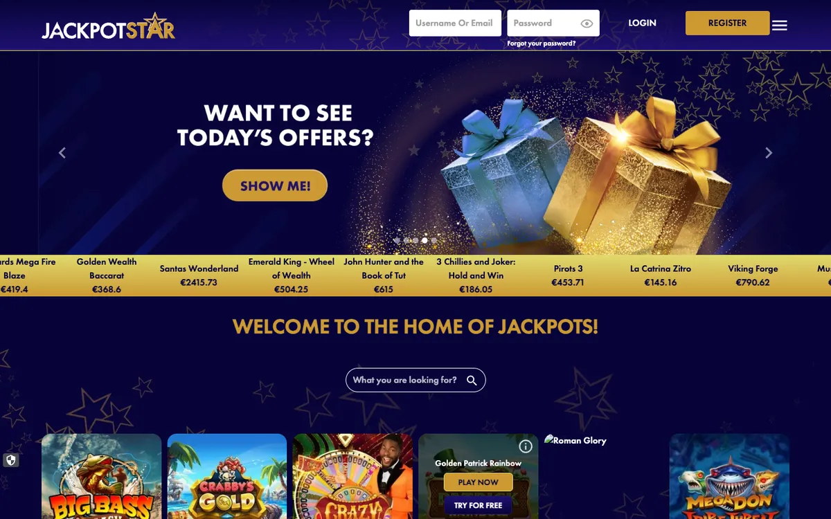 Jackpot Star Casino — «Главная», снято из страны Бельгия