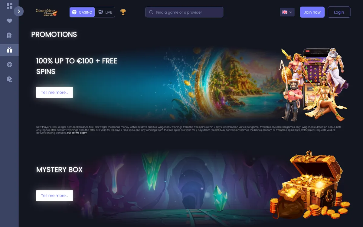 Scorching Slots Casino — «Акции», снято из страны Португалия