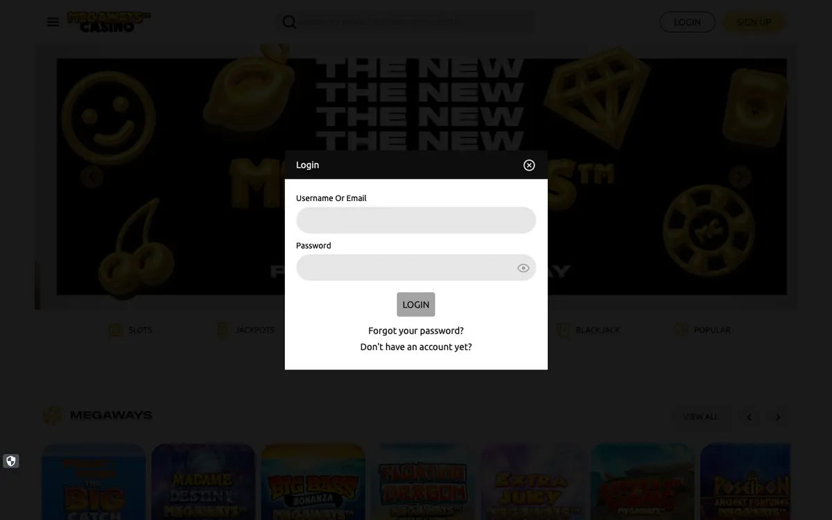 Megaways Casino — Sign-up, captured from Canada