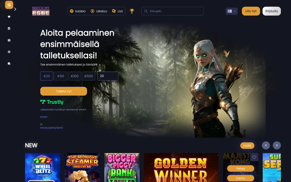 Watchmyspin Casino — «Главная», снято из страны Финляндия