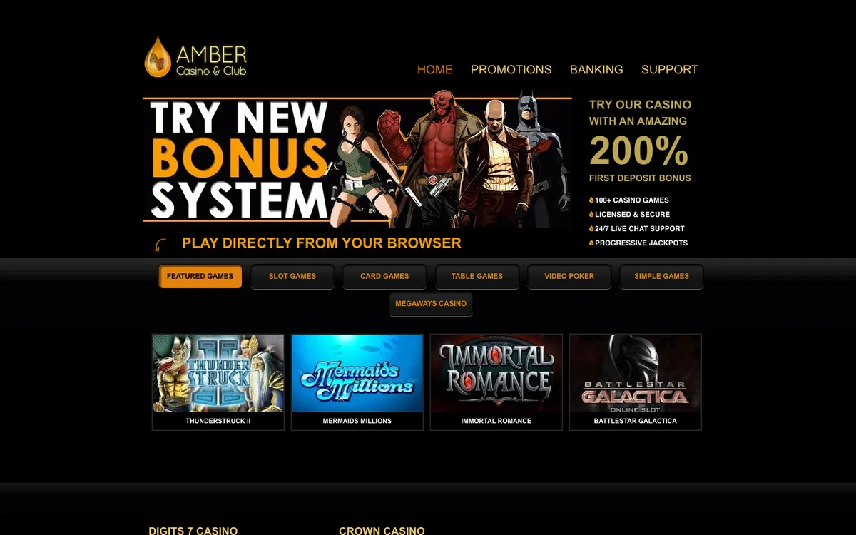 Amber Casino Club — Home page, captured from United States