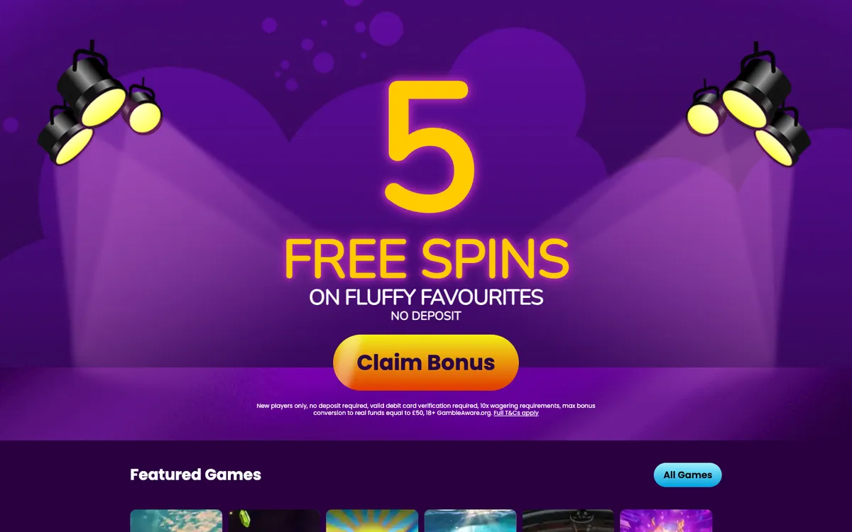 Lights Camera Bingo Casino — Home page, captured from United Kingdom