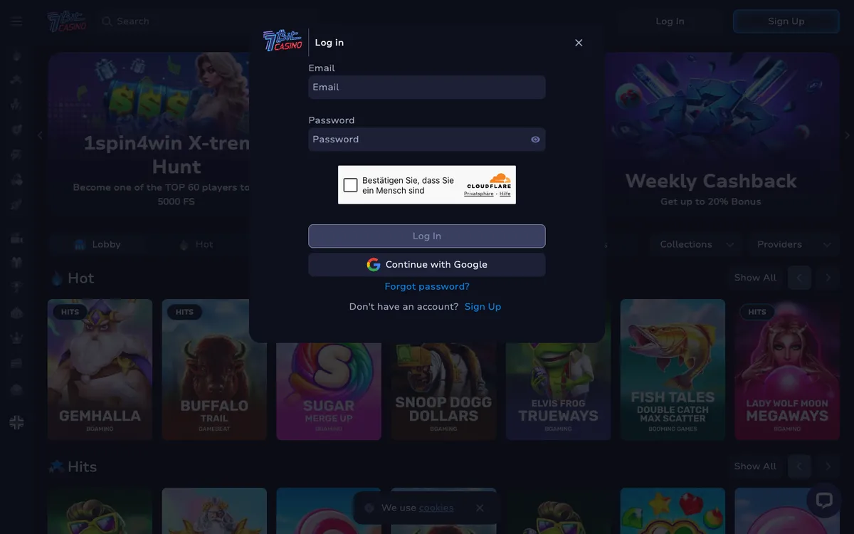 7BitCasino — Sign-up, captured from Austria