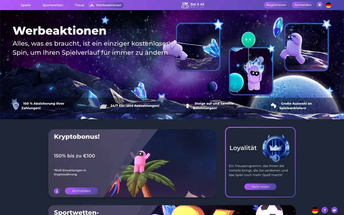 Bet It All Casino — Promotions, captured from Austria