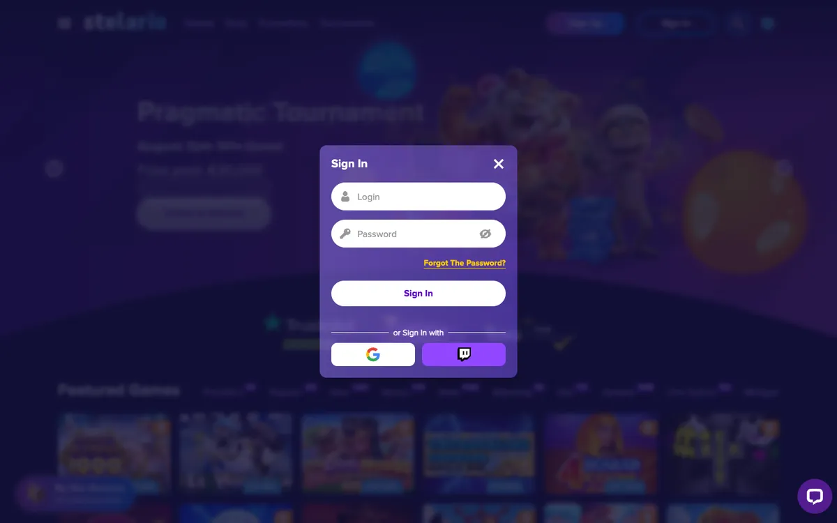 Stelario Casino — Sign-up, captured from Belgium