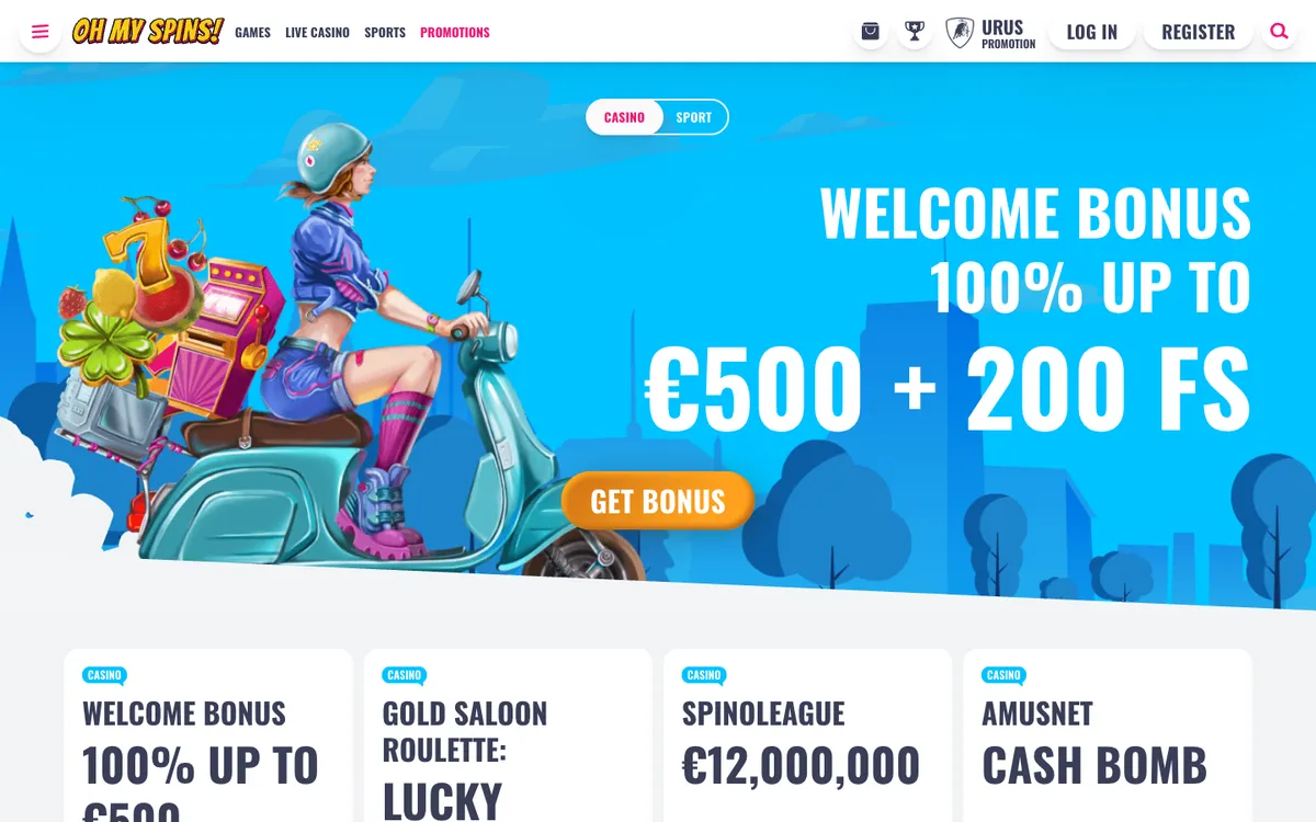 OhMySpins Casino — «Акции», снято из страны Финляндия