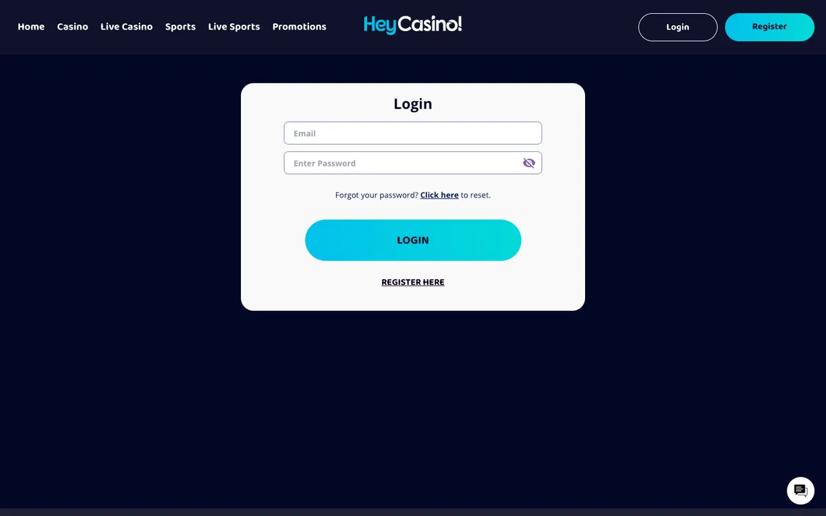 HeyCasino! — Sign-up, captured from Belgium
