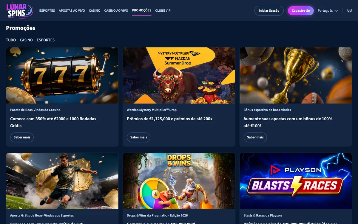 Lunarspins Casino — Promotions, captured from Brazil