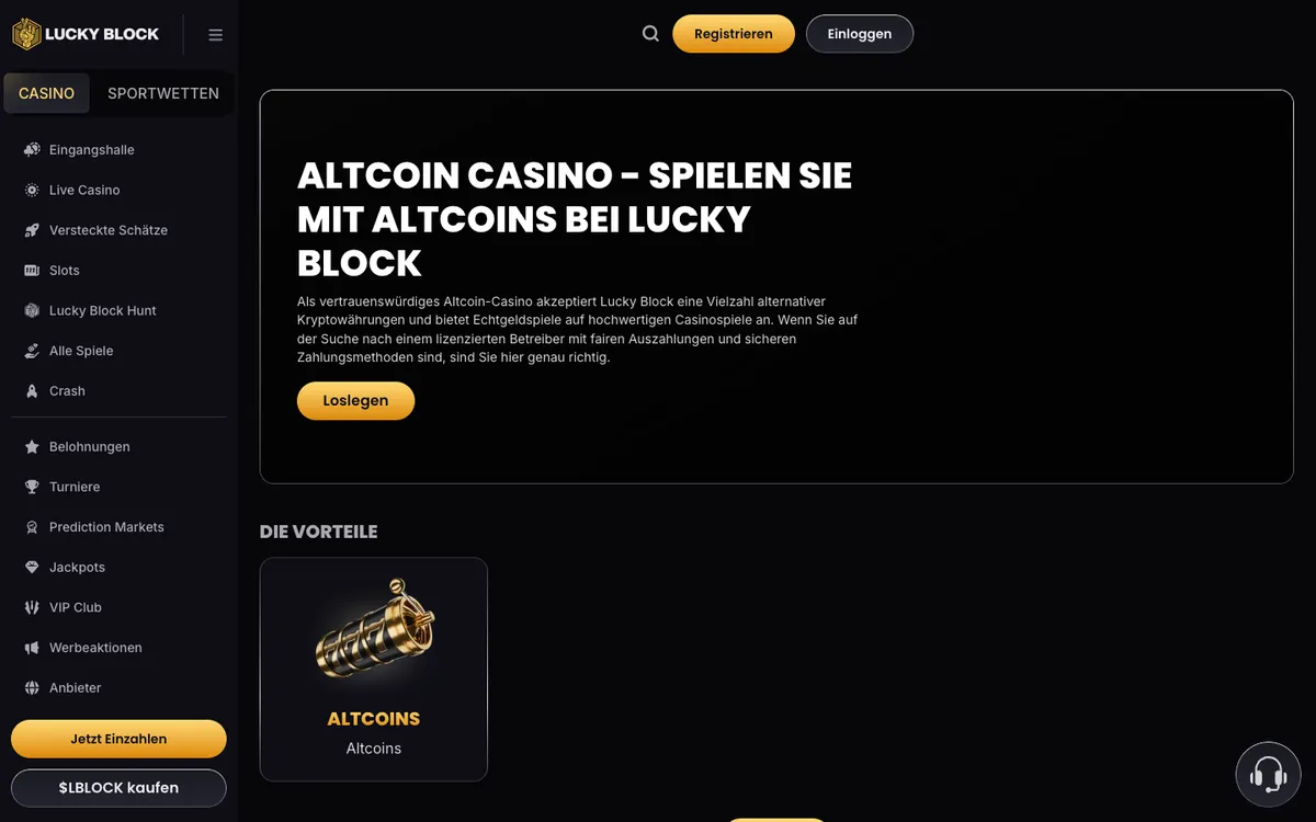 Lucky Block Casino — «Платежи», снято из страны Германия