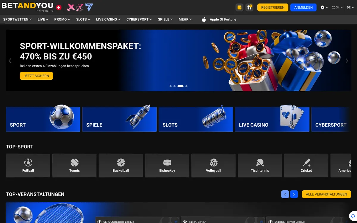 Betandyou Casino — «Главная», снято из страны Швейцария